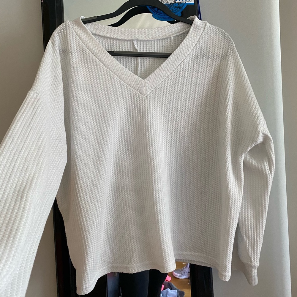 White loose fit long sleeve